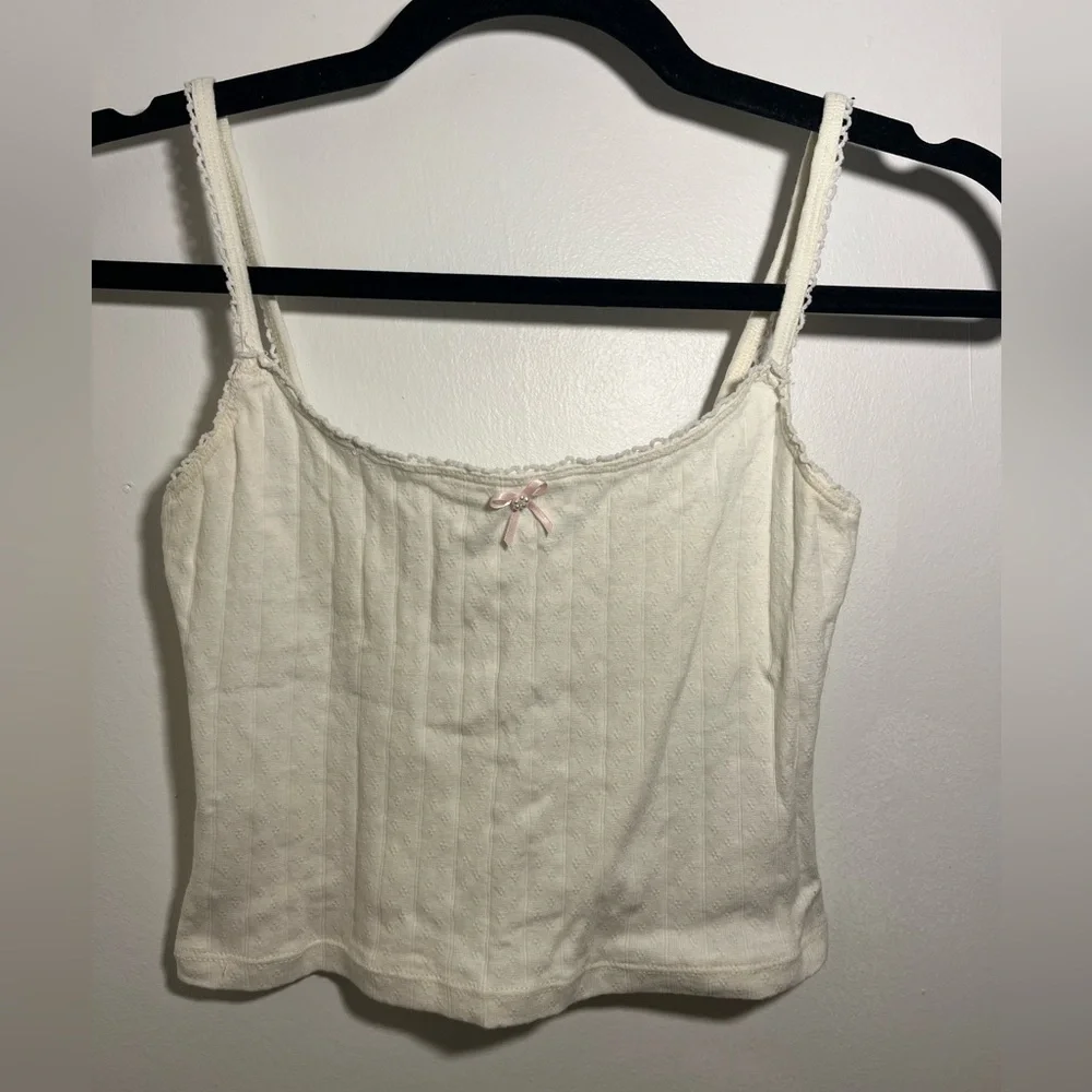 Reformation Cream Camisole with Lace and Bow - Picture 6 of 7